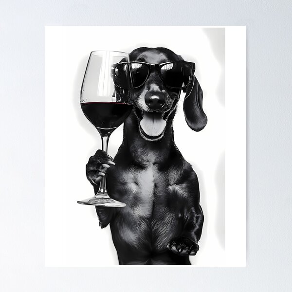 Item preview, Dachshund Dog Drinking Red Wine  Wearing Sunglasses designed and sold by uyndonG-rey.