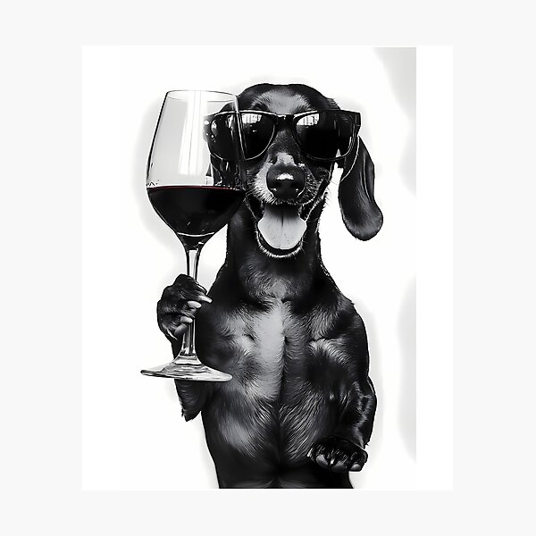 Item preview, Dachshund Dog Drinking Red Wine  Wearing Sunglasses designed and sold by uyndonG-rey.