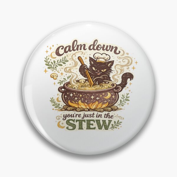 Item preview, Calm Down You're Just in the Stew Funny Black Cat Cooking Witchy Kitchen Art designed and sold by inkoutninja.
