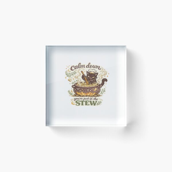 Item preview, Calm Down You're Just in the Stew Funny Black Cat Cooking Witchy Kitchen Art designed and sold by inkoutninja.