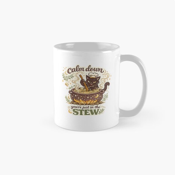 Item preview, Calm Down You're Just in the Stew Funny Black Cat Cooking Witchy Kitchen Art designed and sold by inkoutninja.