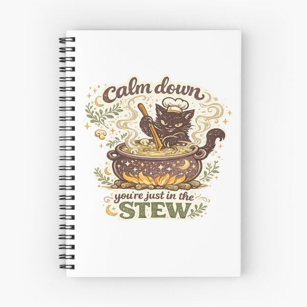Item preview, Calm Down You're Just in the Stew Funny Black Cat Cooking Witchy Kitchen Art designed and sold by inkoutninja.