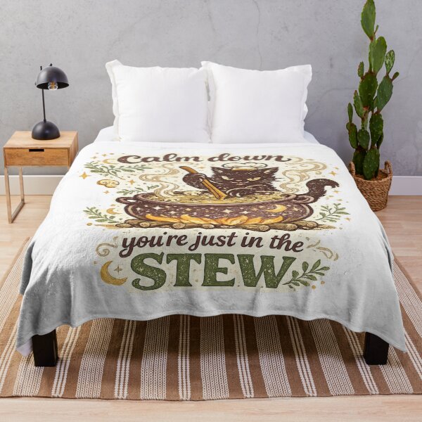 Item preview, Calm Down You're Just in the Stew Funny Black Cat Cooking Witchy Kitchen Art designed and sold by inkoutninja.