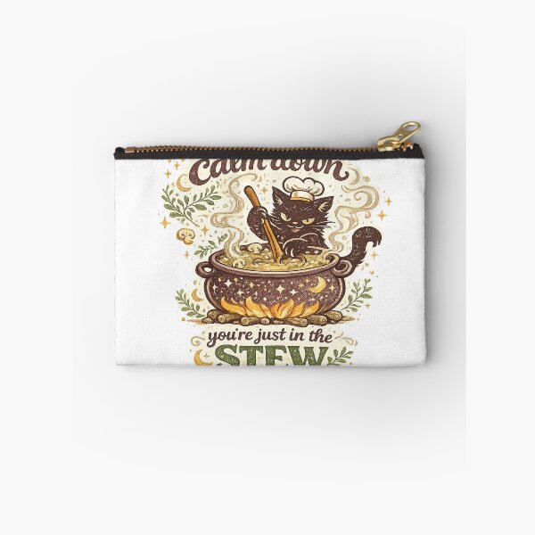 Item preview, Calm Down You're Just in the Stew Funny Black Cat Cooking Witchy Kitchen Art designed and sold by inkoutninja.