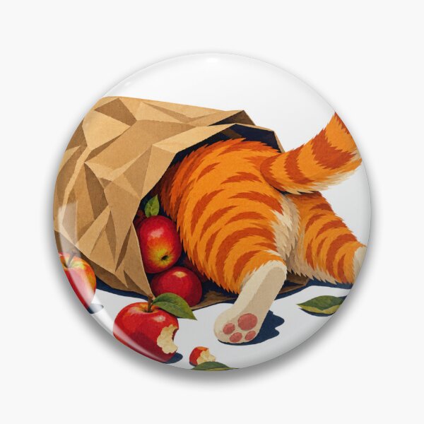 Item preview, Orange Cat Exploring a Grocery Bag of Apples designed and sold by SiripornSeaynng.