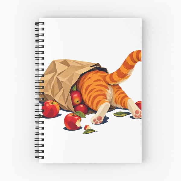 Item preview, Orange Cat Exploring a Grocery Bag of Apples designed and sold by SiripornSeaynng.
