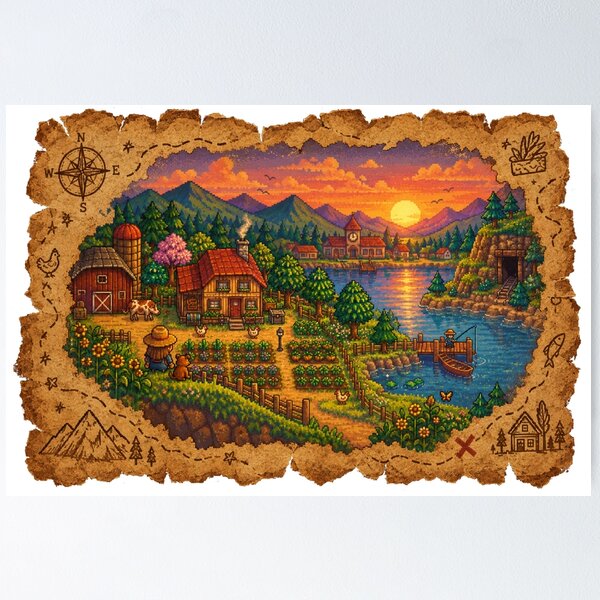 Item preview, stardew Valley Treasure map designed and sold by FeelTheDrawing.