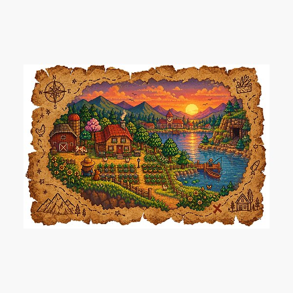 Item preview, stardew Valley Treasure map designed and sold by FeelTheDrawing.