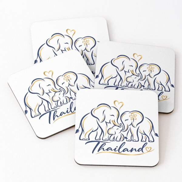 Item preview,     Happy Elephant Family of Three Gold Navy Line Art designed and sold by Nicha Studio.