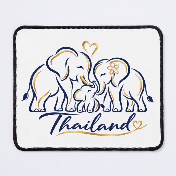 Item preview, Happy Elephant Family of Three Gold Navy Line Art designed and sold by Nicha Studio.
