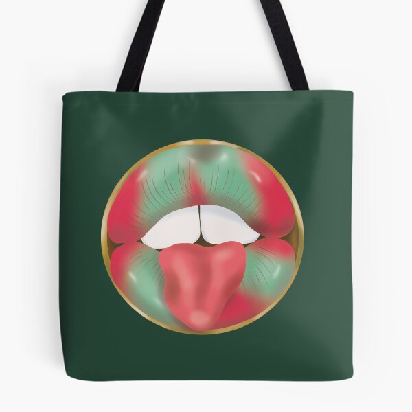 Item preview, Rebel Lips Pop Art – Duotone Pink seablue Lips on Dark green Background designed and sold by GoldenRebels.