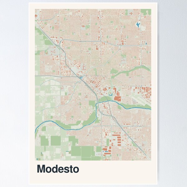 Item preview, Modesto Minimalistic Map Art designed and sold by MapsNerd.