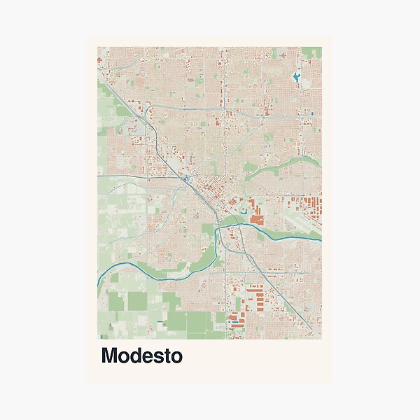 Item preview, Modesto Minimalistic Map Art designed and sold by MapsNerd.