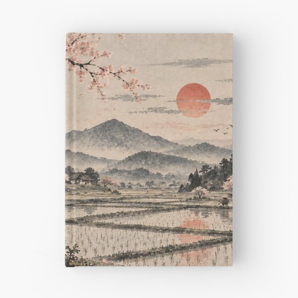 Item preview, Japanese Landscape Watercolour Cherry Blossom Sunset Painting designed and sold by Jozefin's Studio.