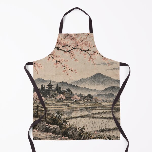 Item preview, Japanese Landscape Watercolour Cherry Blossom Sunset Painting designed and sold by Jozefin's Studio.