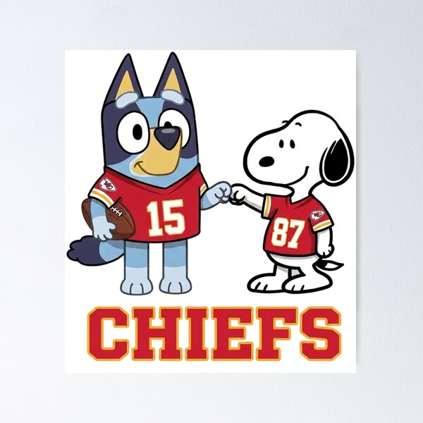Item preview, Bluey And Snoopy Kansas City Football Buddies designed and sold by DamianRoy88.