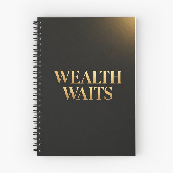 Item preview, Wealth Waits | Gold and Charcoal Money Quote Poster designed and sold by Zaramodo.