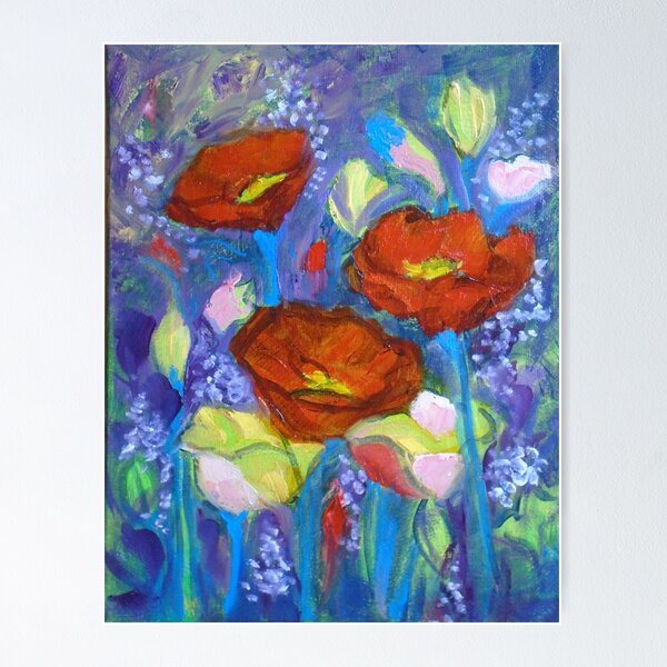 Item preview, Amapolas rojas sobre azul designed and sold by GiftsbyNaomi.