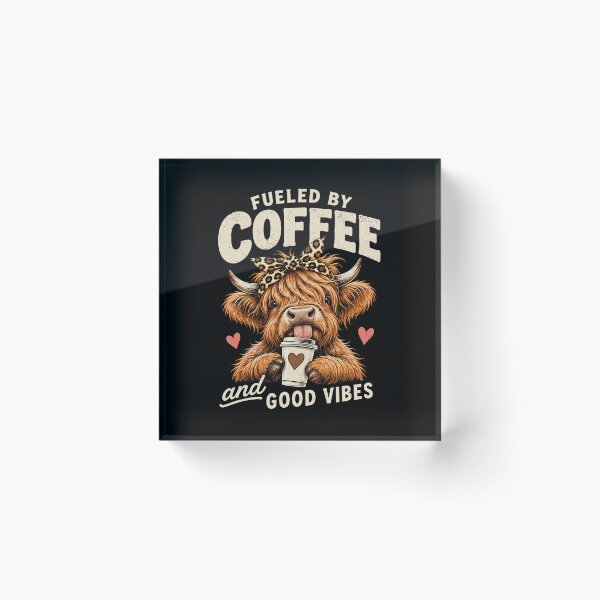 Item preview, Fueled By Coffee Highland Cow Leopard Bandana designed and sold by markymaarty.