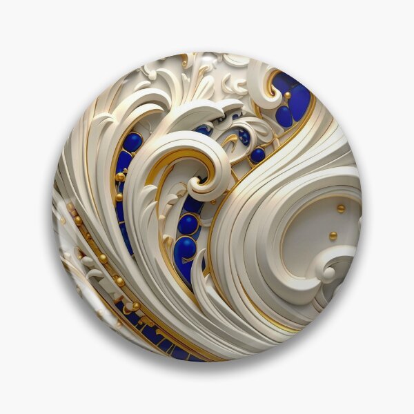 Item preview, Ornate White Porcelain and Royal Blue Spiral designed and sold by Vicky Brago-Mitchell®.