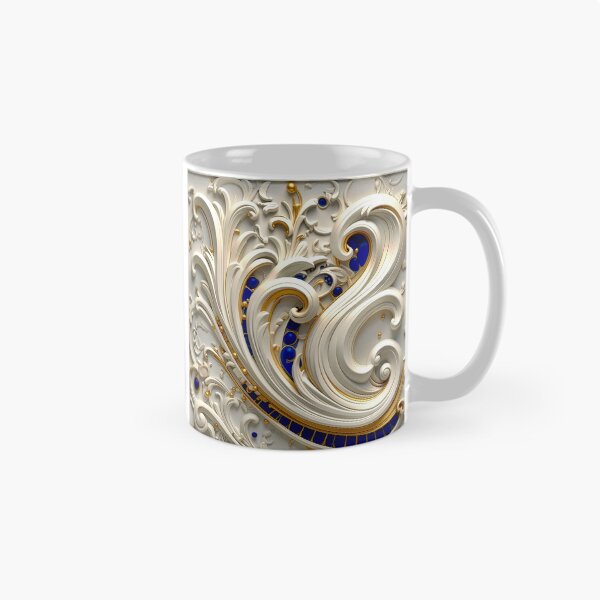 Item preview, Ornate White Porcelain and Royal Blue Spiral designed and sold by Vicky Brago-Mitchell®.