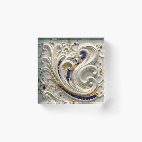Item preview, Ornate White Porcelain and Royal Blue Spiral designed and sold by Vicky Brago-Mitchell®.