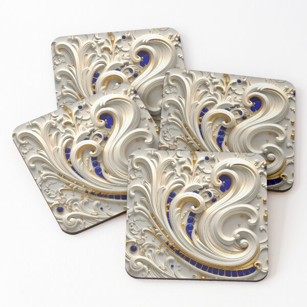 Item preview, Ornate White Porcelain and Royal Blue Spiral designed and sold by Vicky Brago-Mitchell®.