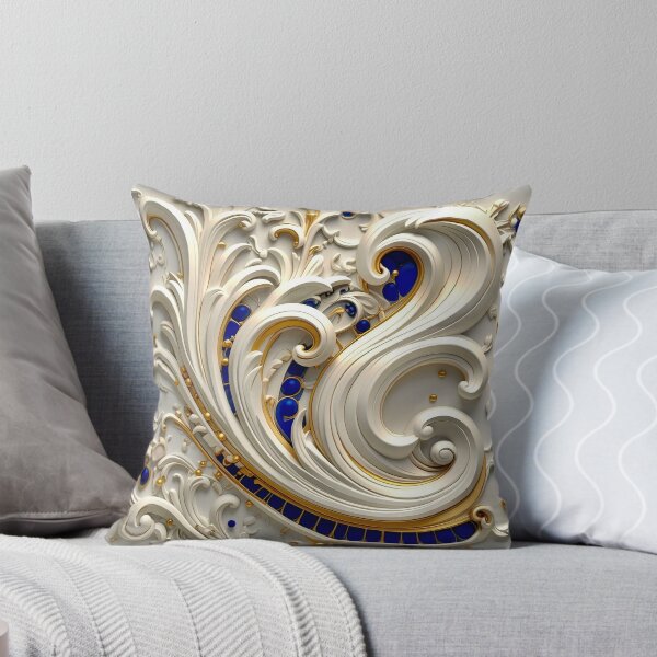 Item preview, Ornate White Porcelain and Royal Blue Spiral designed and sold by Vicky Brago-Mitchell®.