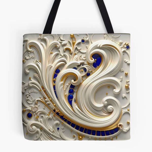 Item preview, Ornate White Porcelain and Royal Blue Spiral designed and sold by Vicky Brago-Mitchell®.