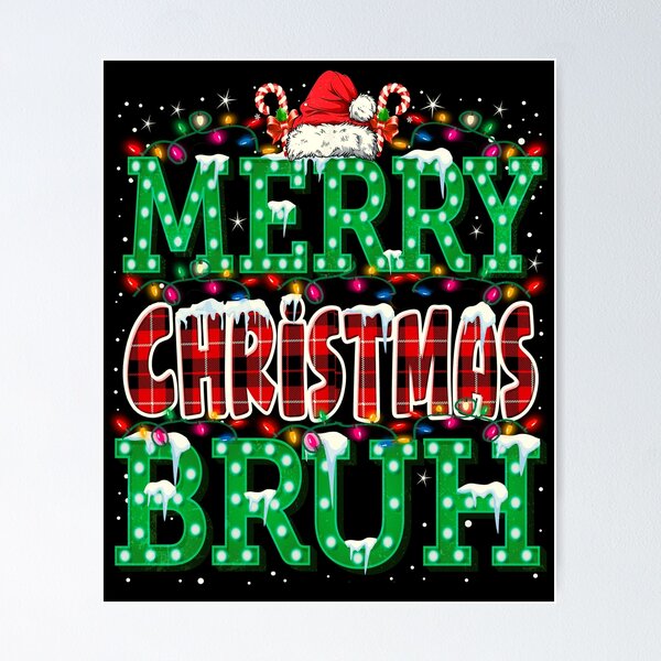 Item preview, Merry Christmas Bruh Funny Plaid Retro Xmas Lights designed and sold by Ortigzitoun.