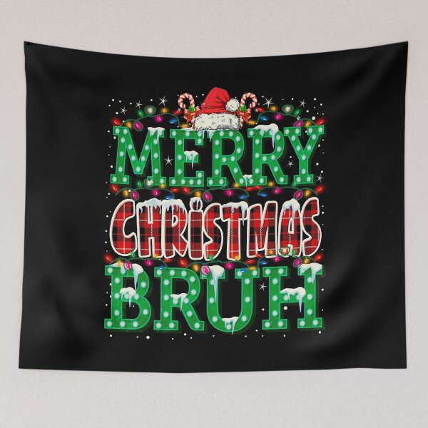 Item preview, Merry Christmas Bruh Funny Plaid Retro Xmas Lights designed and sold by Ortigzitoun.