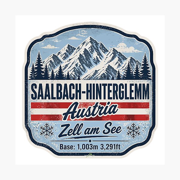 Item preview, Saalbach Hinterglemm Austria Alps Skiing Sticker TShirt 01 designed and sold by OuterShellUK.