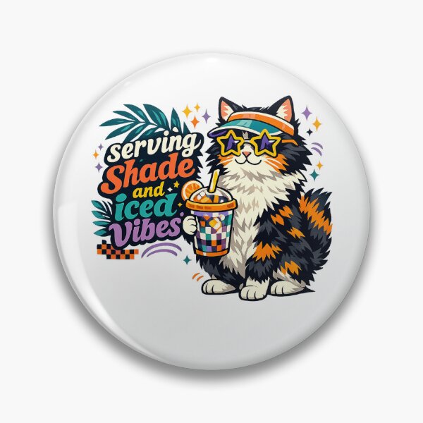 Item preview, Serving Shade and Iced Vibes Funny Cat Summer Iced Coffee Retro Art Design designed and sold by inkoutninja.