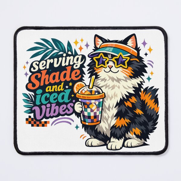 Item preview, Serving Shade and Iced Vibes Funny Cat Summer Iced Coffee Retro Art Design designed and sold by inkoutninja.