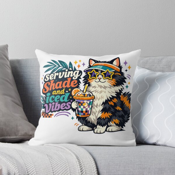 Item preview, Serving Shade and Iced Vibes Funny Cat Summer Iced Coffee Retro Art Design designed and sold by inkoutninja.