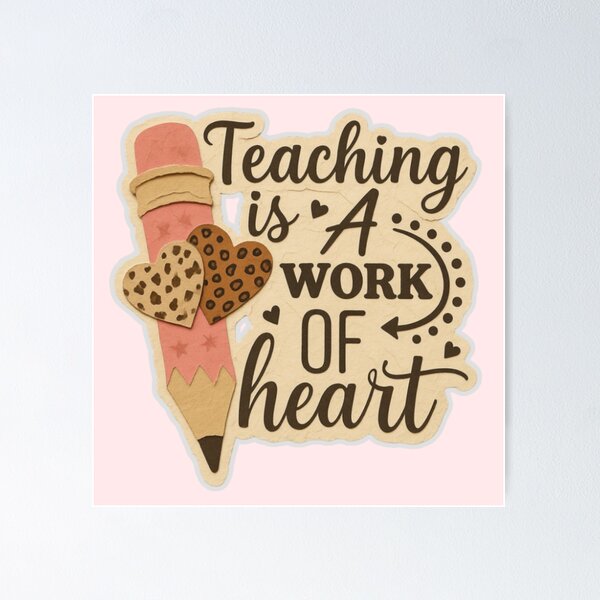 Item preview, Teaching Is a Work of Heart – Pink Pencil Teacher Appreciation Design designed and sold by Palette & Hue.