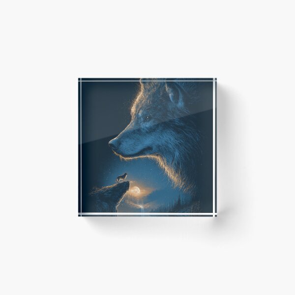 Item preview, Majestic Wolf Howling Moonlit Wilderness Night designed and sold by NicolasGlowArt.
