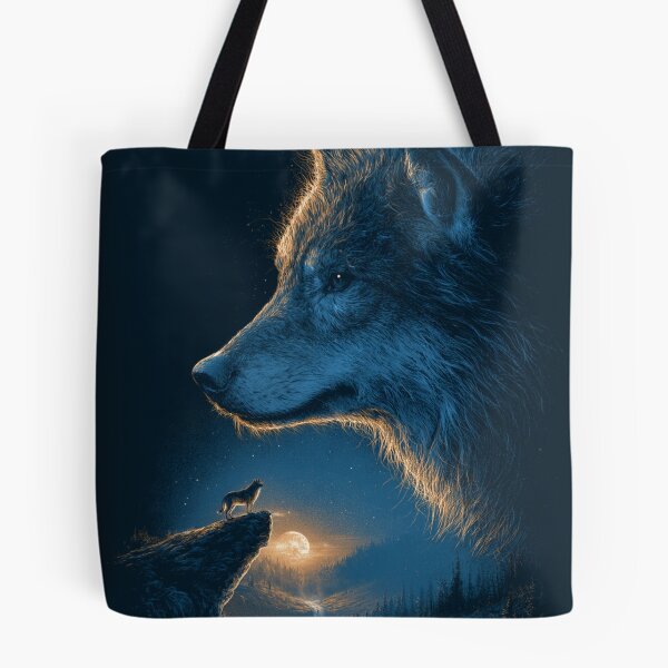 Item preview, Majestic Wolf Howling Moonlit Wilderness Night designed and sold by NicolasGlowArt.