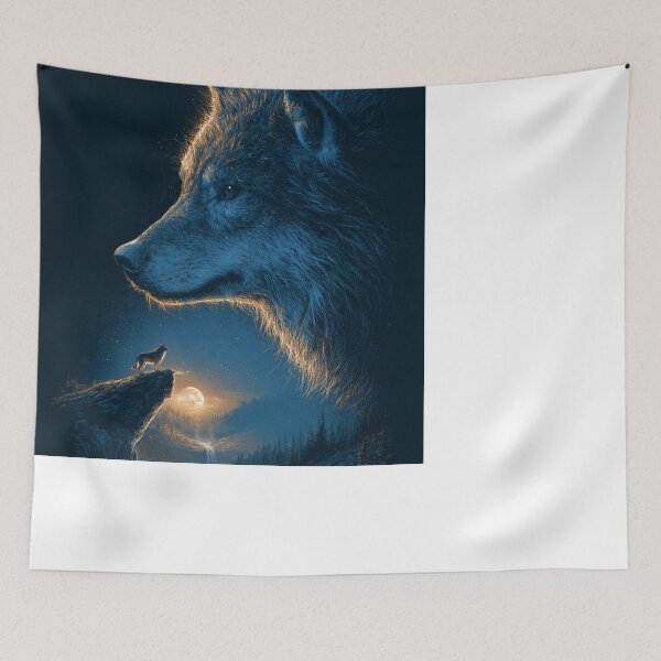 Item preview, Majestic Wolf Howling Moonlit Wilderness Night designed and sold by NicolasGlowArt.