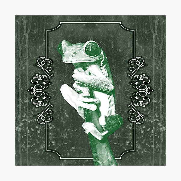 Item preview, Tree Frog Clinging to Branch Amphibian Portrait Green designed and sold by Ghoul Enterprises.