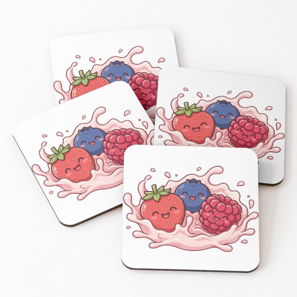 Item preview, Cute Berry Friends Sticker – Strawberry Blueberry Raspberry Kawaii designed and sold by Kiralemon.