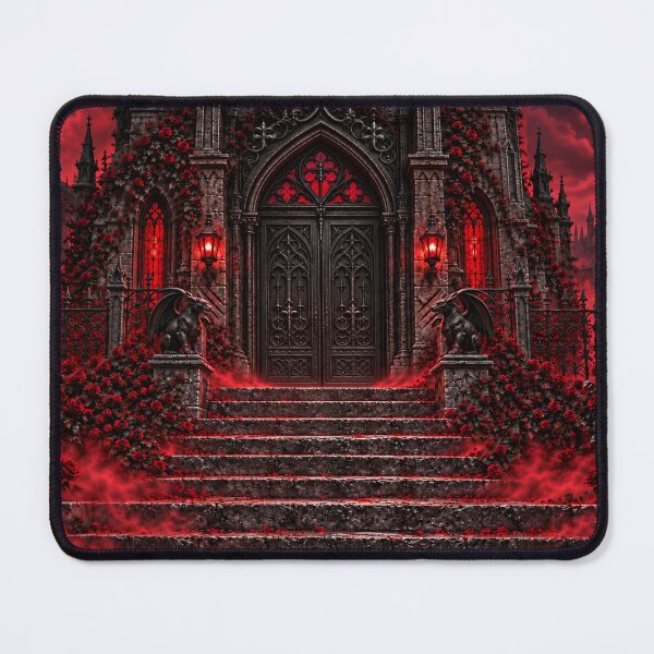 Item preview, Crimson Gothic Manor Grand Staircase – Haunted Mansion Backdrop designed and sold by TXLou.