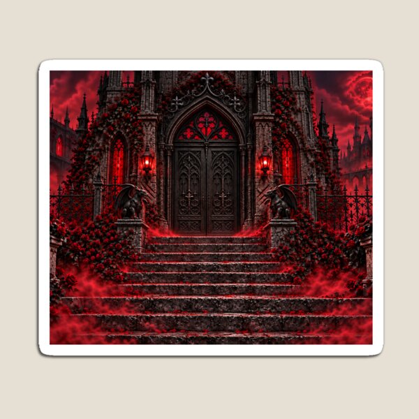 Item preview, Crimson Gothic Manor Grand Staircase – Haunted Mansion Backdrop designed and sold by TXLou.