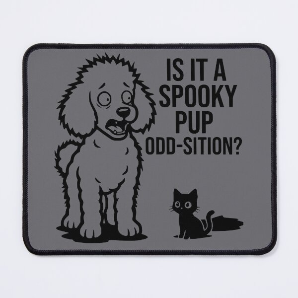 Item preview, Is It A Spooky Pup Odd-sition Funny Poodle Black Cat Halloween Art designed and sold by The Bold Line Studio.