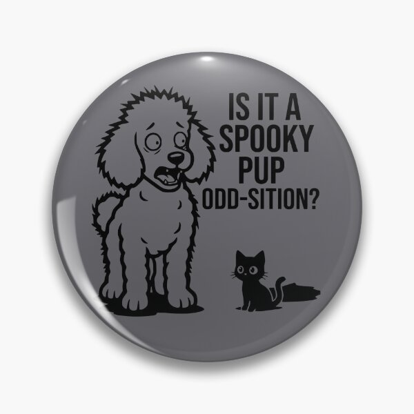 Item preview, Is It A Spooky Pup Odd-sition Funny Poodle Black Cat Halloween Art designed and sold by The Bold Line Studio.