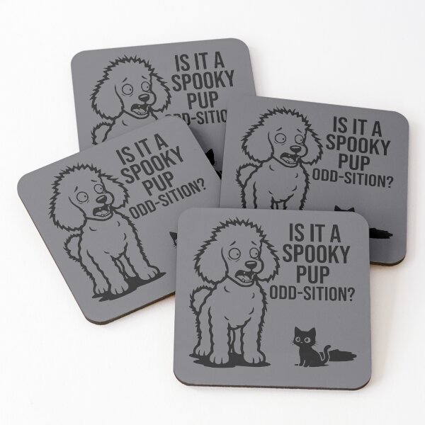 Item preview, Is It A Spooky Pup Odd-sition Funny Poodle Black Cat Halloween Art designed and sold by The Bold Line Studio.
