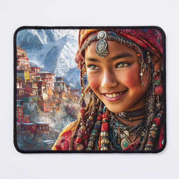 Item preview, Vibrant Young Girl Against a Majestic Mountain Backdrop designed and sold by Artessie.