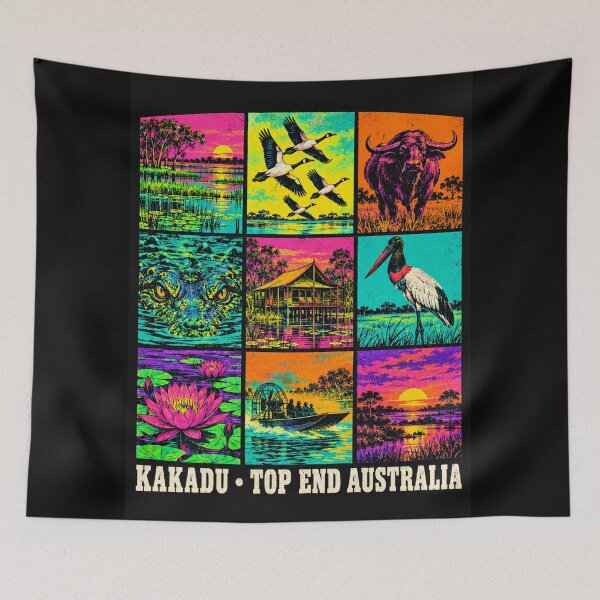 Item preview, Mary River Wetlands Kakadu Northern Territory Retro Travel Crocodile Buffalo Wildlife designed and sold by Yellowriversss.