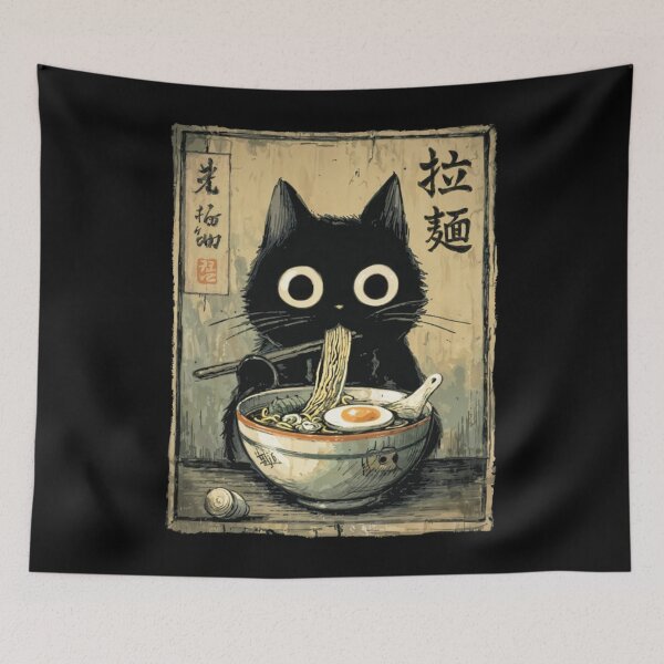 Item preview, Kawaii Ramen Cat Retro Japanese Noodles Artwork designed and sold by TaraxDoolittle.