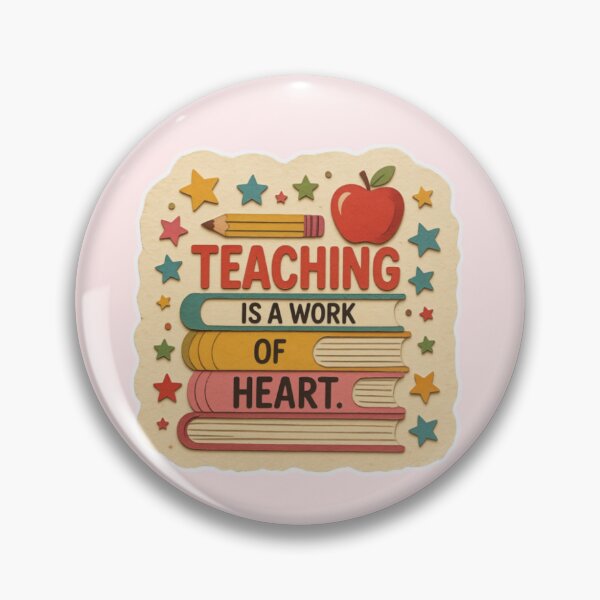 Item preview, Teaching Is a Work of Heart – Teacher Books Pencil Apple Design designed and sold by Palette & Hue.